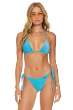 Retro SPARKLE TURKS SIDE TIE CHEEKY BIKINI BOTTOMS - SKY