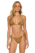 Retro SPARKLE TURKS TRIANGLE BIKINI TOP - MOCHA