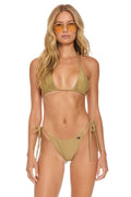 Retro SPARKLE TURKS TRIANGLE BIKINI TOP - SAND
