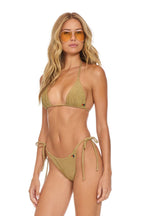 Retro SPARKLE TURKS TRIANGLE BIKINI TOP - SAND