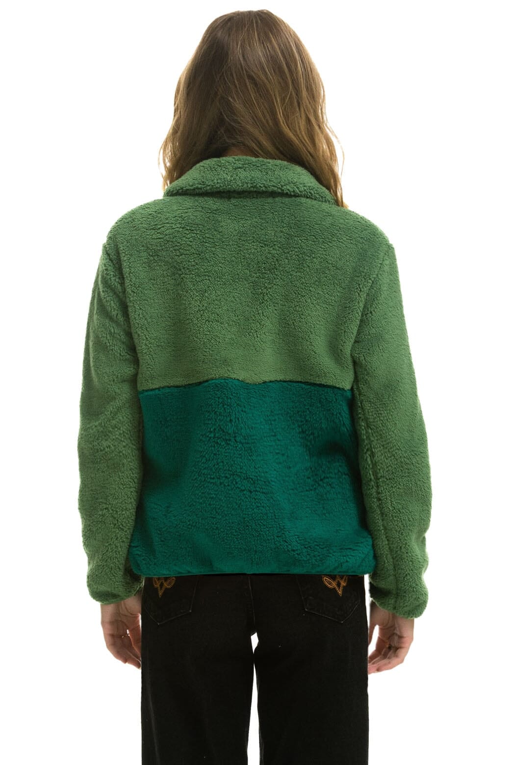 Retro TEDDY APRES HALF ZIP COLOR BLOCK JACKET - GARDEN GREEN