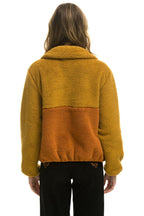 Retro TEDDY APRES HALF ZIP COLOR BLOCK JACKET - HONEY