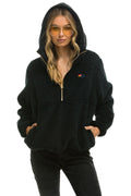 Retro TEDDY APRES HOODED HALF ZIP JACKET - BLACK
