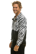 Retro ZEBRA FLEECE UNISEX HALF ZIP COLOR BLOCK JACKET - ZEBRA