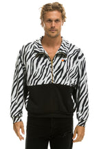 Retro ZEBRA FLEECE UNISEX HALF ZIP COLOR BLOCK JACKET - ZEBRA