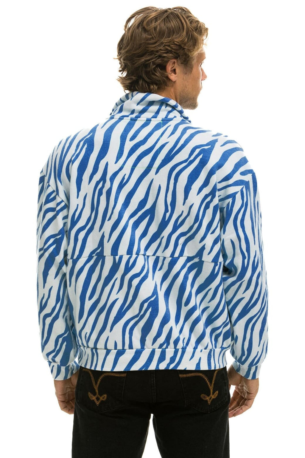 Retro TIGER FLEECE UNISEX HALF ZIP JACKET - BLUE TIGER