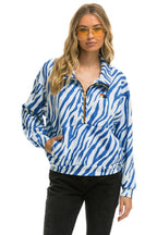 Retro TIGER FLEECE UNISEX HALF ZIP JACKET - BLUE TIGER