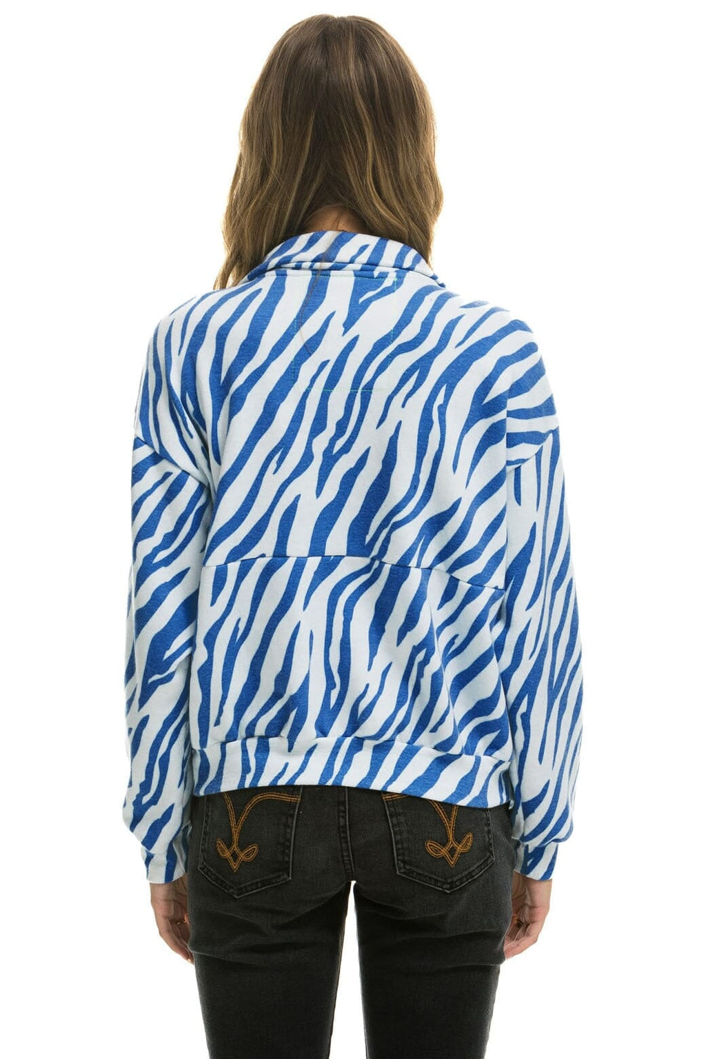 Retro TIGER FLEECE UNISEX HALF ZIP JACKET - BLUE TIGER