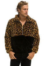 Retro TEDDY UNISEX HALF ZIP COLOR BLOCK JACKET - CHEETAH