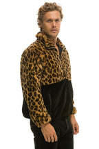 Retro TEDDY UNISEX HALF ZIP COLOR BLOCK JACKET - CHEETAH