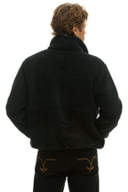 Retro TEDDY UNISEX HALF ZIP JACKET - BLACK