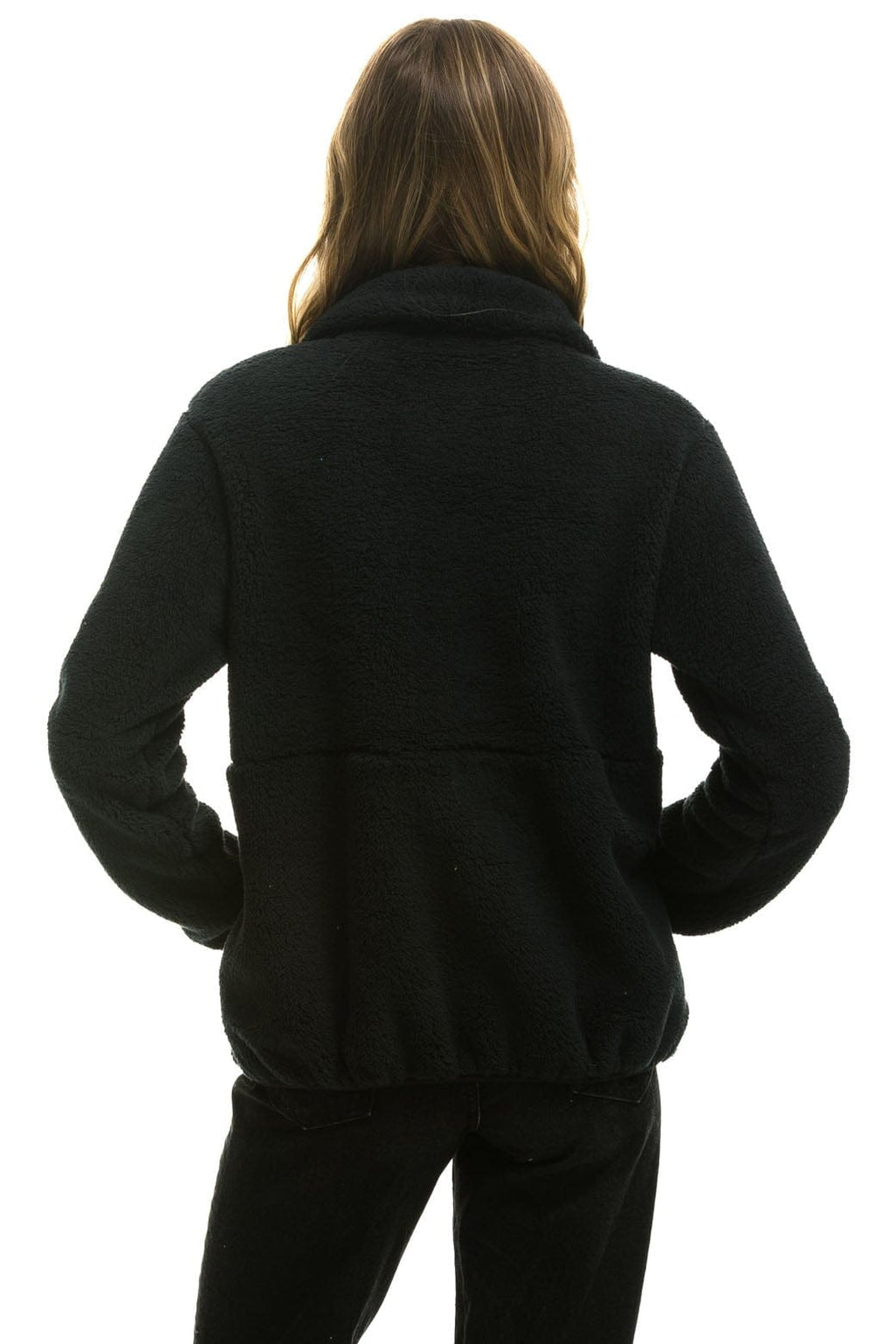 Retro TEDDY UNISEX HALF ZIP JACKET - BLACK