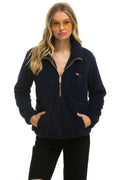 Retro TEDDY UNISEX HALF ZIP JACKET - NAVY