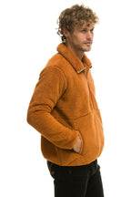 Retro TEDDY UNISEX HALF ZIP JACKET - WHISKEY