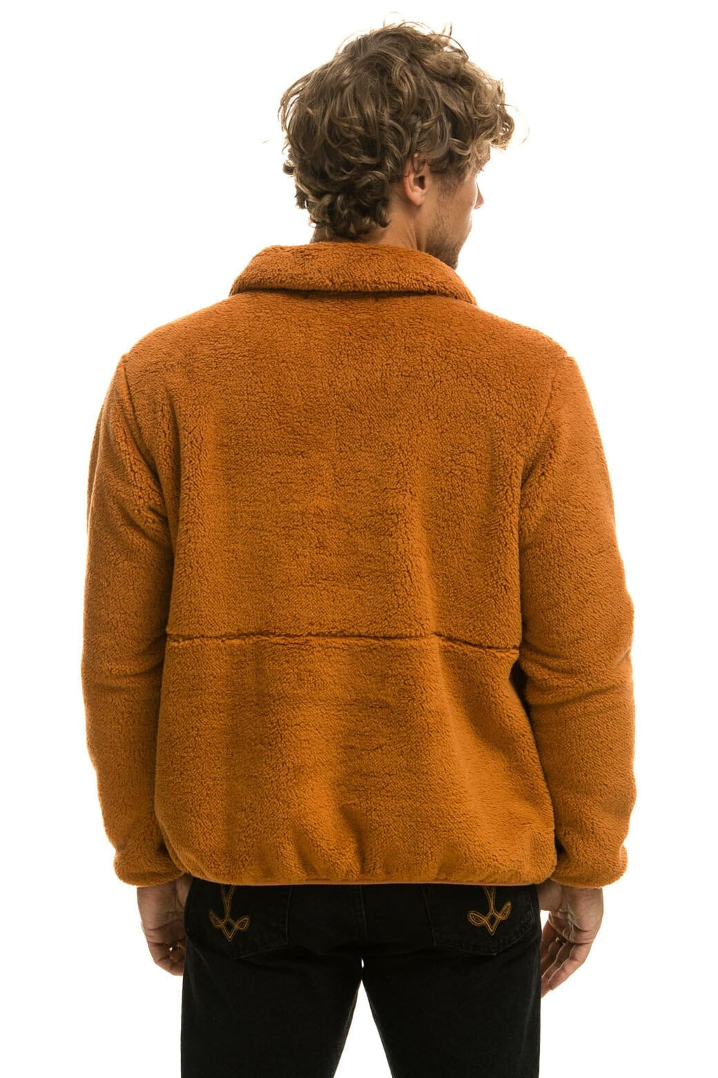 Retro TEDDY UNISEX HALF ZIP JACKET - WHISKEY