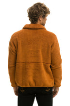 Retro TEDDY UNISEX HALF ZIP JACKET - WHISKEY
