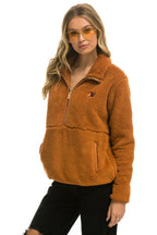 Retro TEDDY UNISEX HALF ZIP JACKET - WHISKEY