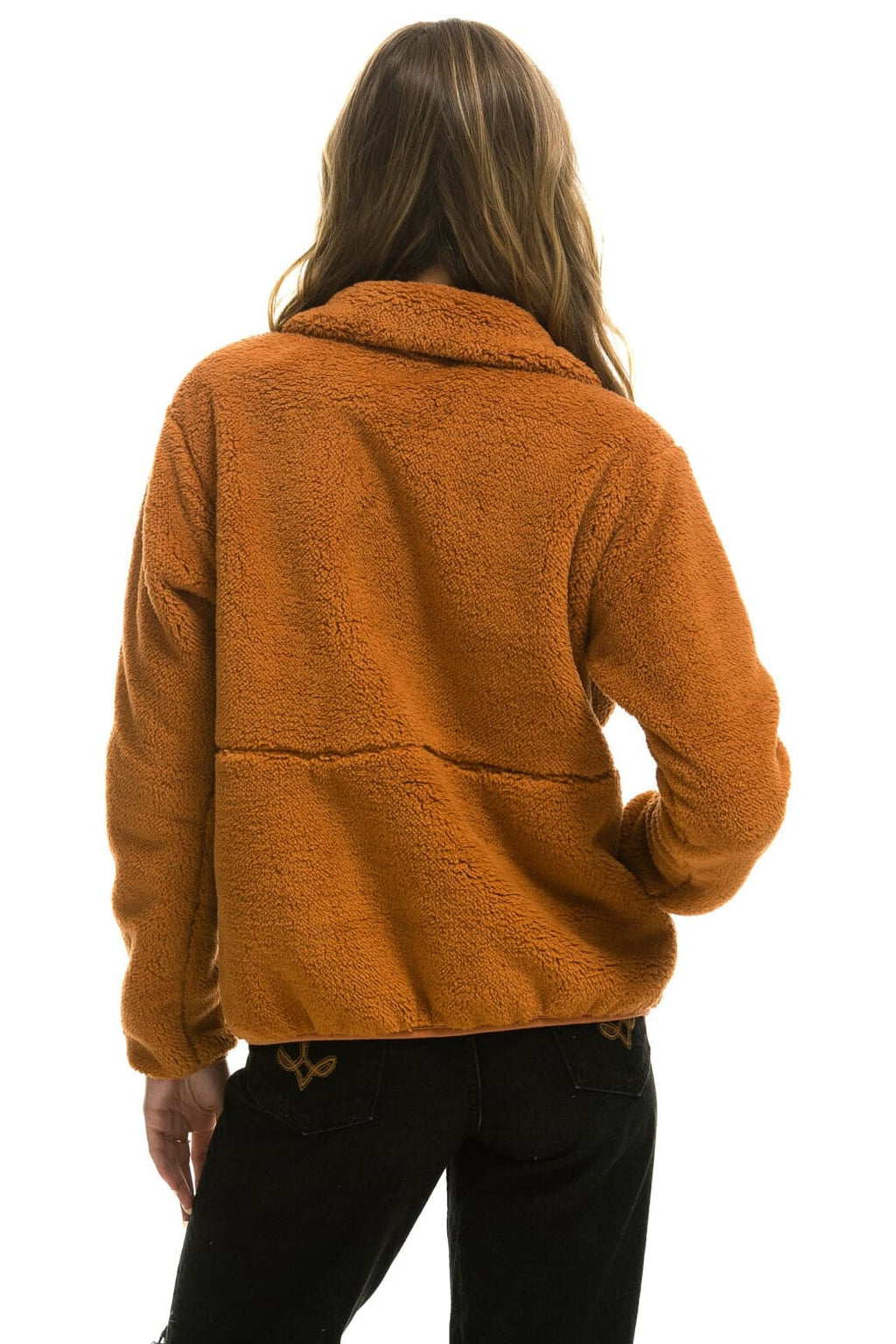 Retro TEDDY UNISEX HALF ZIP JACKET - WHISKEY