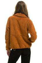 Retro TEDDY UNISEX HALF ZIP JACKET - WHISKEY