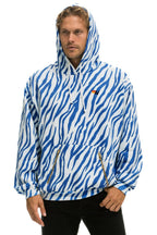 Retro TIGER RELAXED PULLOVER HOODIE WITH ZIPPER POCKETS - BLUE TIGER