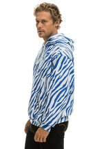 Retro TIGER RELAXED PULLOVER HOODIE WITH ZIPPER POCKETS - BLUE TIGER