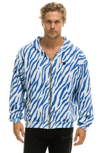 Retro TIGER RELAXED ZIP HOODIE WITH POCKETS - BLUE TIGER