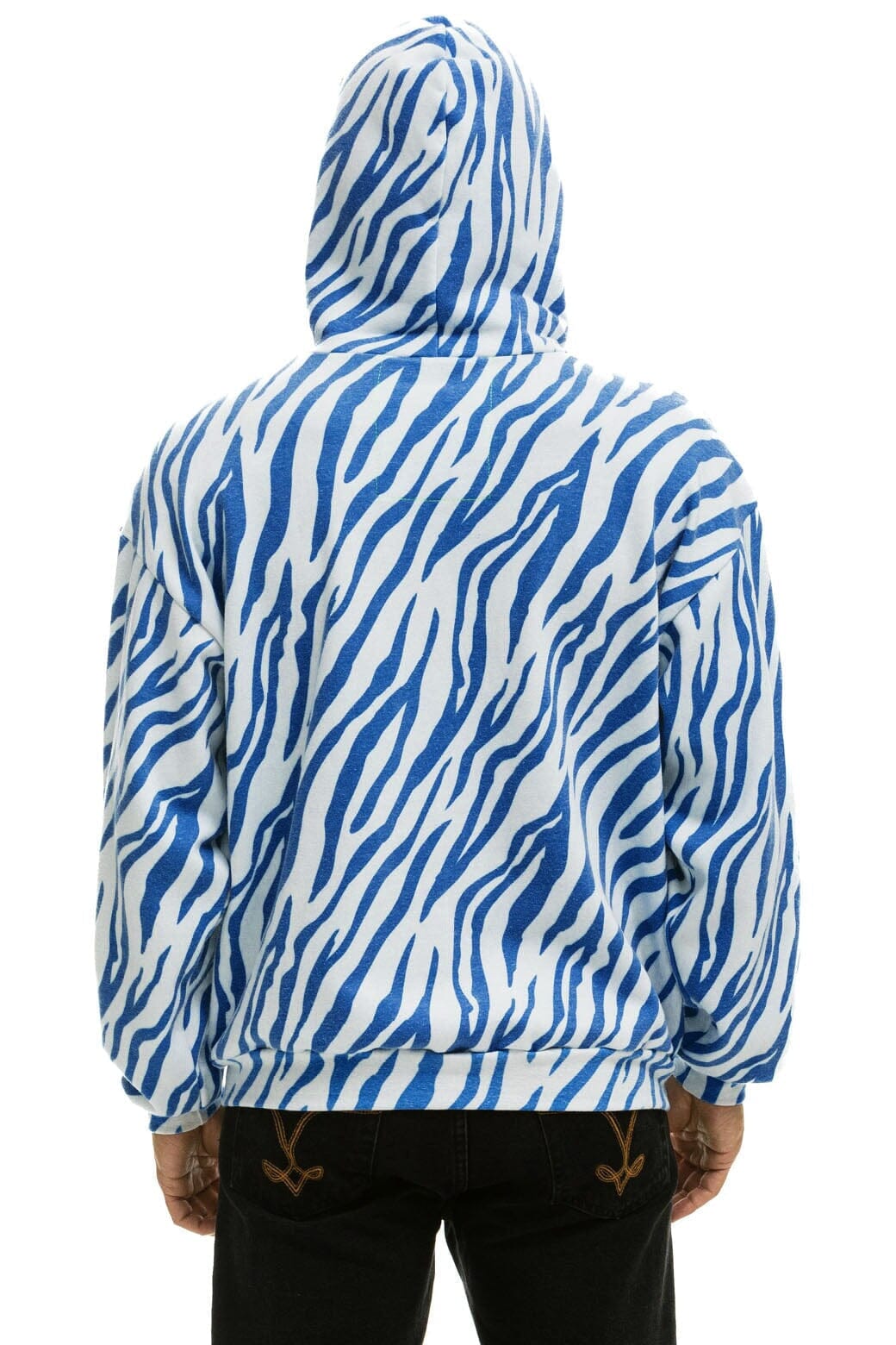Retro TIGER RELAXED ZIP HOODIE WITH POCKETS - BLUE TIGER