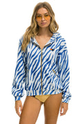 Retro TIGER RELAXED ZIP HOODIE WITH POCKETS - BLUE TIGER