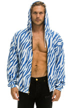 Retro TIGER RELAXED ZIP HOODIE WITH POCKETS - BLUE TIGER