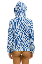 Retro TIGER RELAXED ZIP HOODIE WITH POCKETS - BLUE TIGER