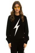 Retro UNISEX BOLT CASHMERE LIGHT SWEATER - BLACK WHITE BOLT