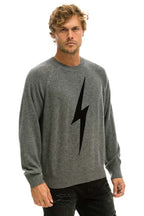 Retro UNISEX BOLT CASHMERE LIGHT SWEATER - DEEP HEATHER BLACK BOLT