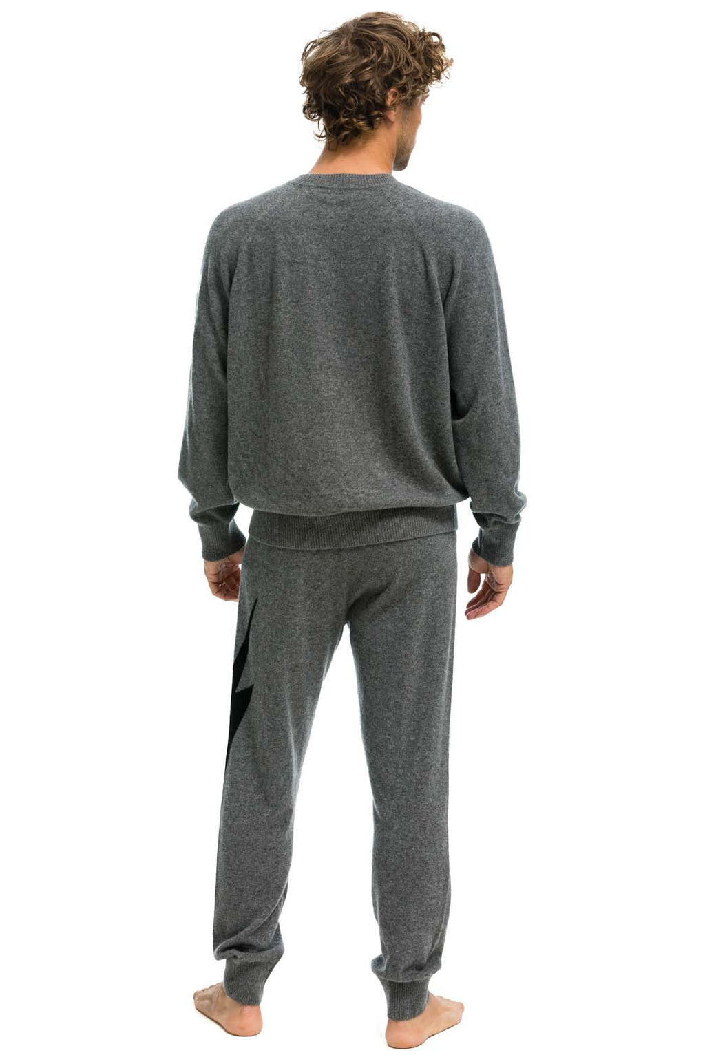 Retro UNISEX BOLT CASHMERE LIGHT SWEATER - DEEP HEATHER BLACK BOLT