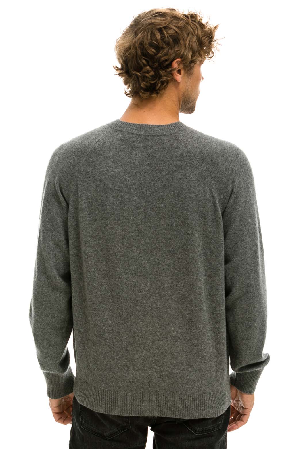 Retro UNISEX BOLT CASHMERE LIGHT SWEATER - DEEP HEATHER BLACK BOLT