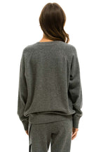 Retro UNISEX BOLT CASHMERE LIGHT SWEATER - DEEP HEATHER BLACK BOLT