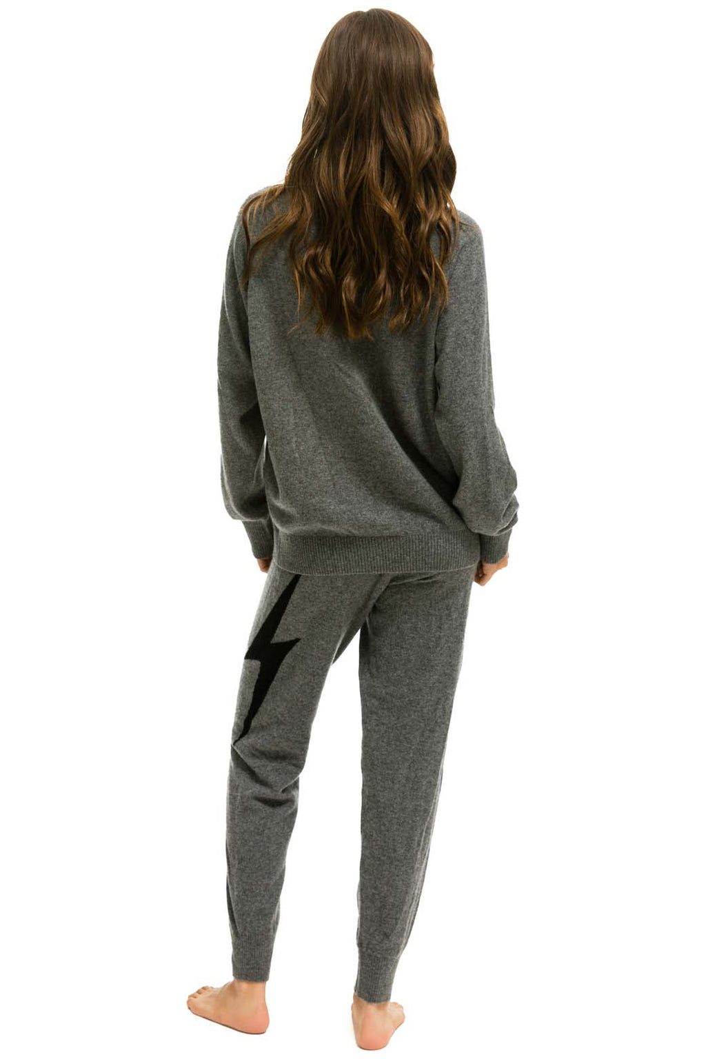 Retro UNISEX BOLT CASHMERE LIGHT SWEATER - DEEP HEATHER BLACK BOLT