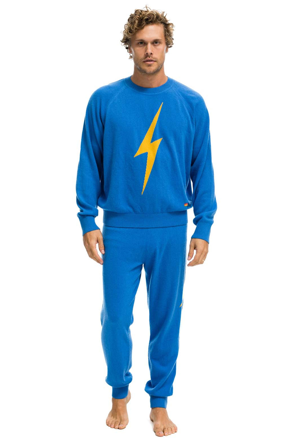 Retro UNISEX BOLT CASHMERE LIGHT SWEATER - VINTAGE BLUE BLUE BOLT