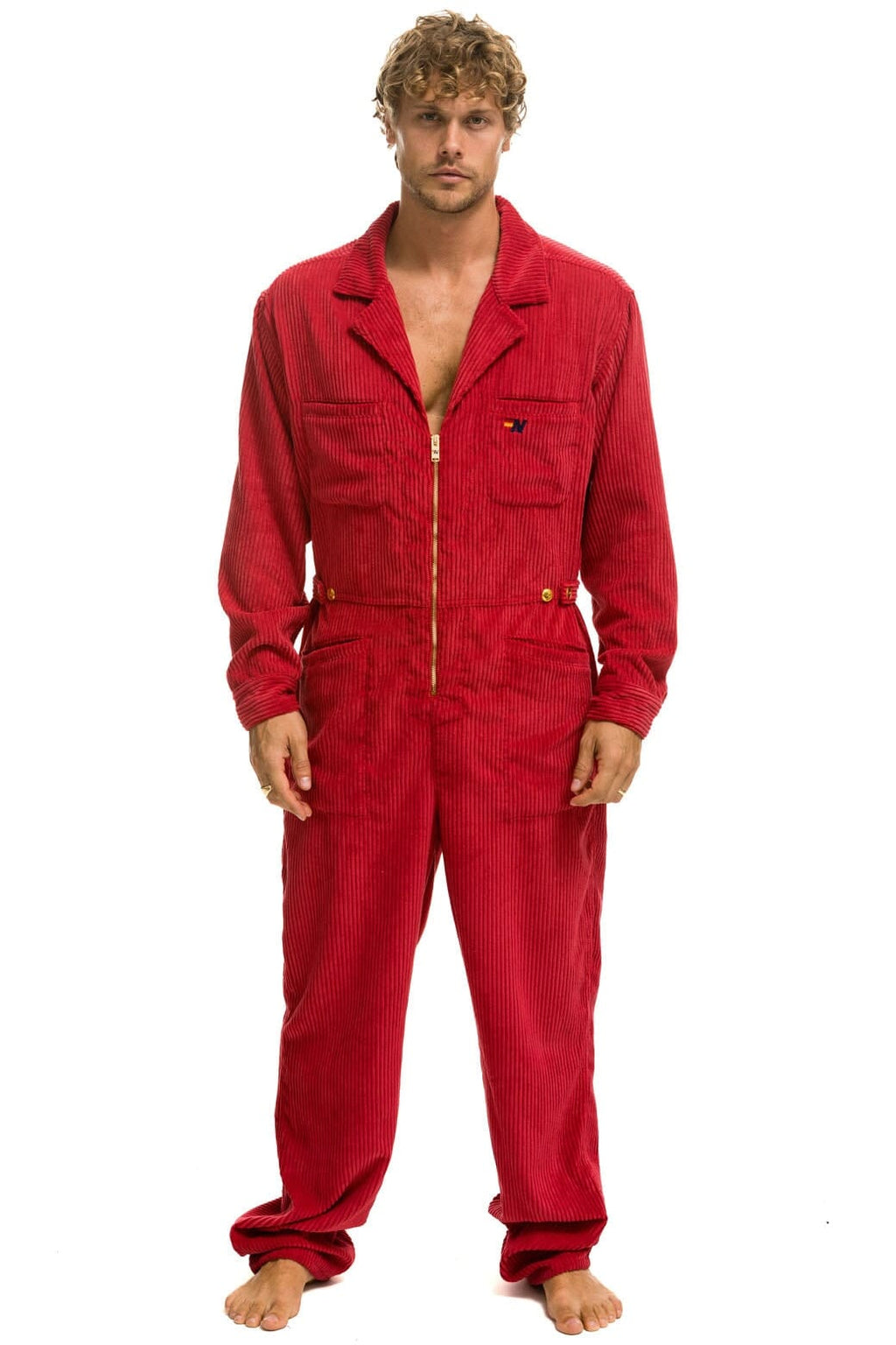 Retro UNISEX CORDUROY FLIGHT SUIT - CHERRY