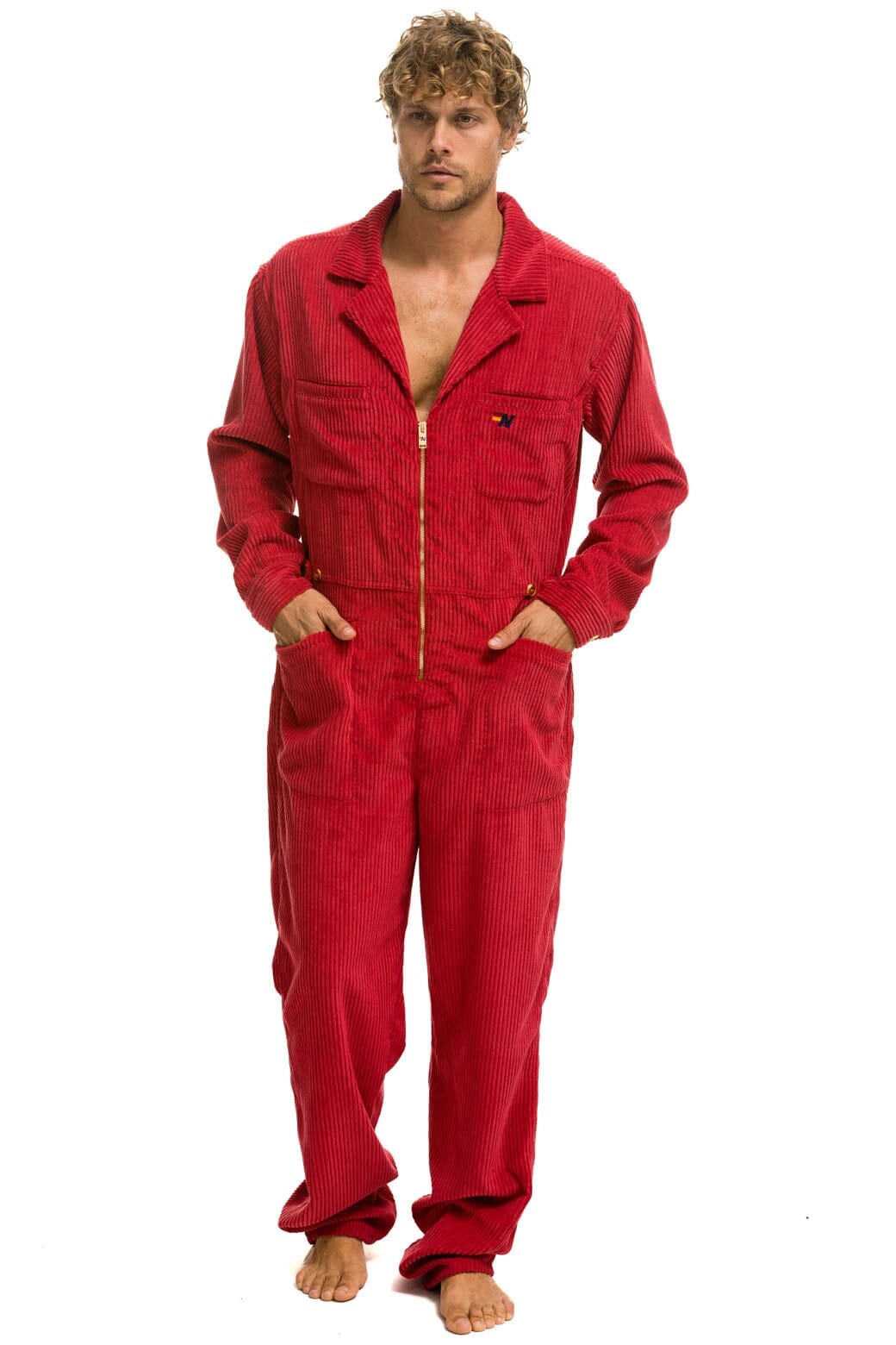 Retro UNISEX CORDUROY FLIGHT SUIT - CHERRY