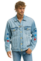 Retro AVIATOR NATION OVERSIZED CONCERT DENIM JACKET - SUPER LIGHT