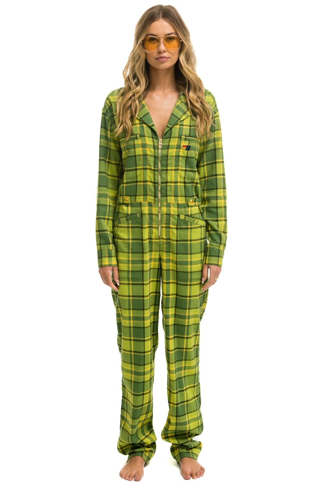 Retro UNISEX PLAID FLIGHT SUIT - AVOCADO PLAID