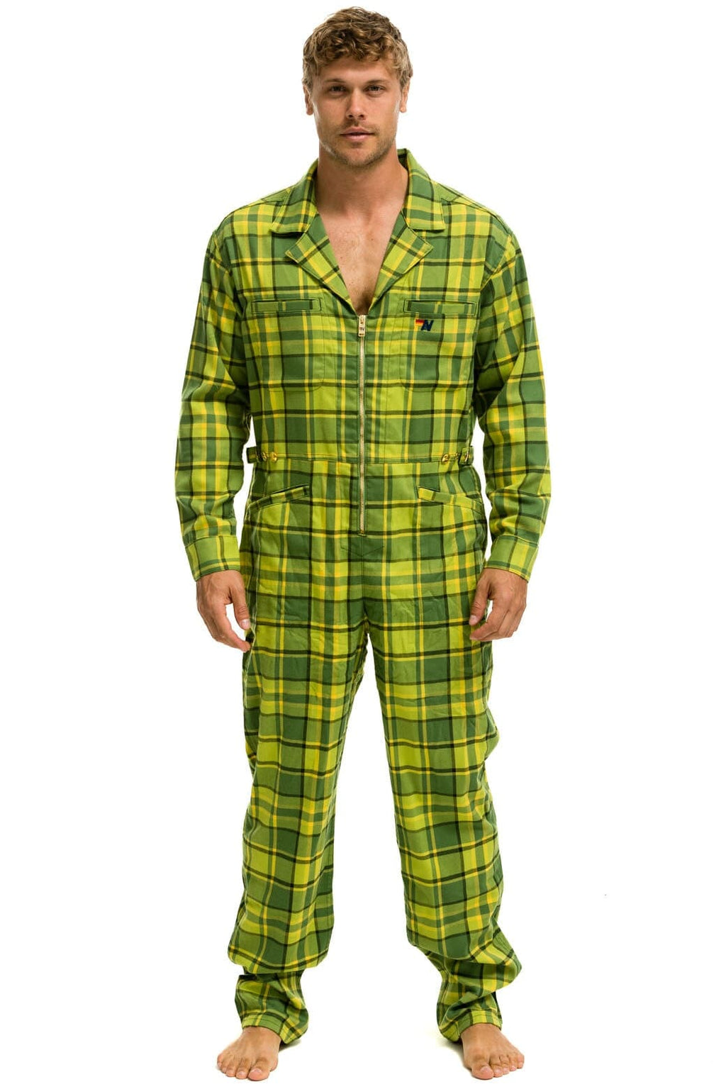 Retro UNISEX PLAID FLIGHT SUIT - AVOCADO PLAID