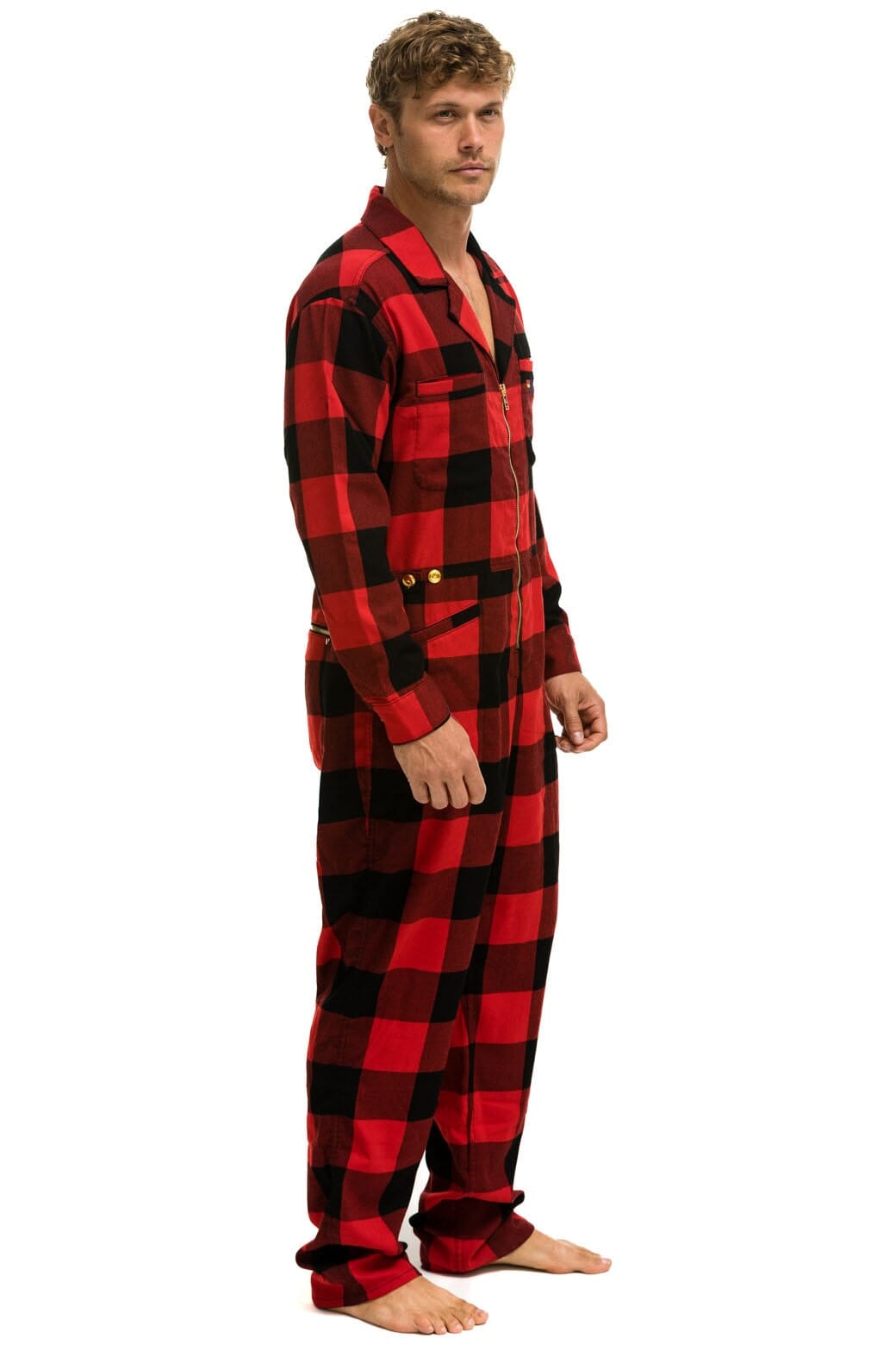 Retro UNISEX PLAID FLIGHT SUIT - BUFFALO PLAID