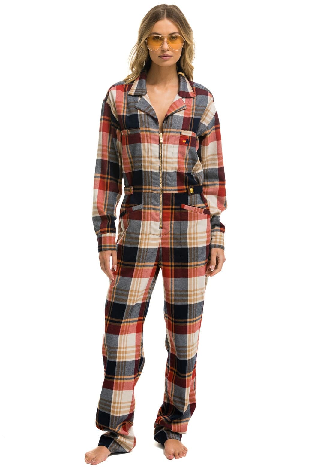 Retro UNISEX PLAID FLIGHT SUIT - COWBOY PLAID