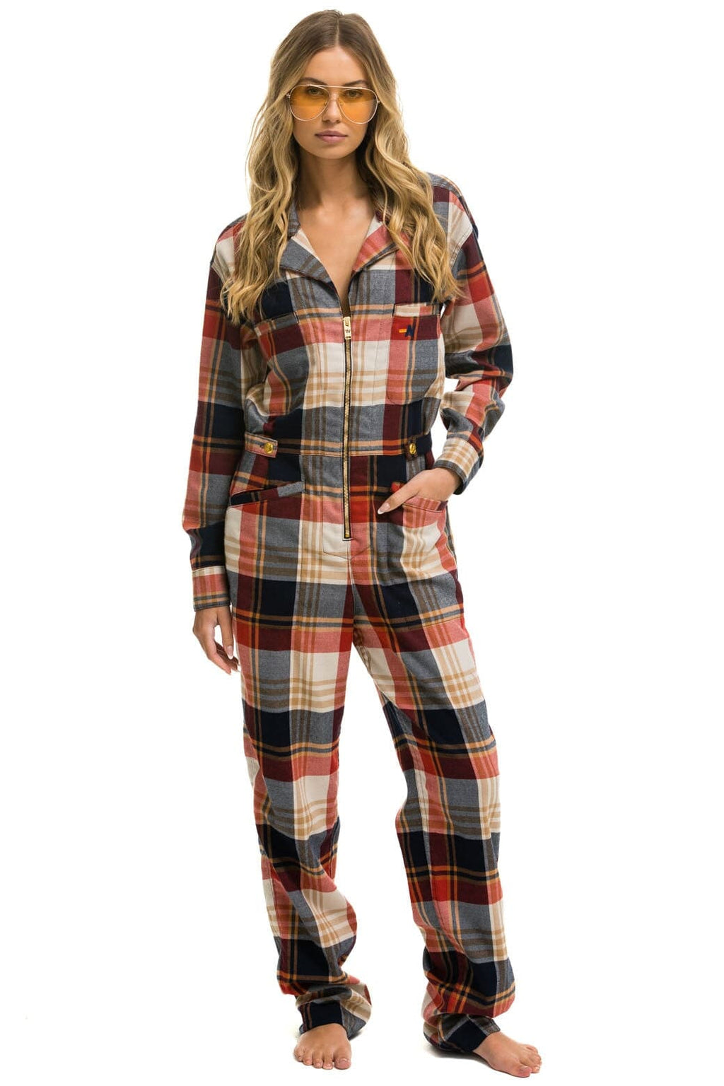 Retro UNISEX PLAID FLIGHT SUIT - COWBOY PLAID