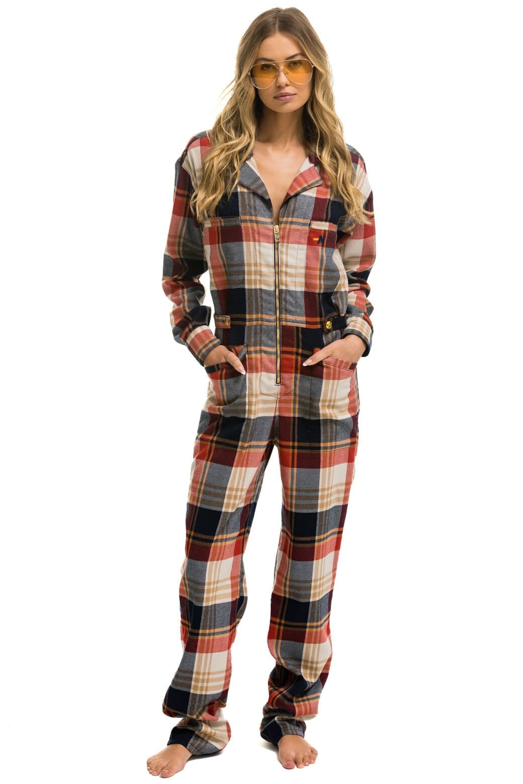 Retro UNISEX PLAID FLIGHT SUIT - COWBOY PLAID