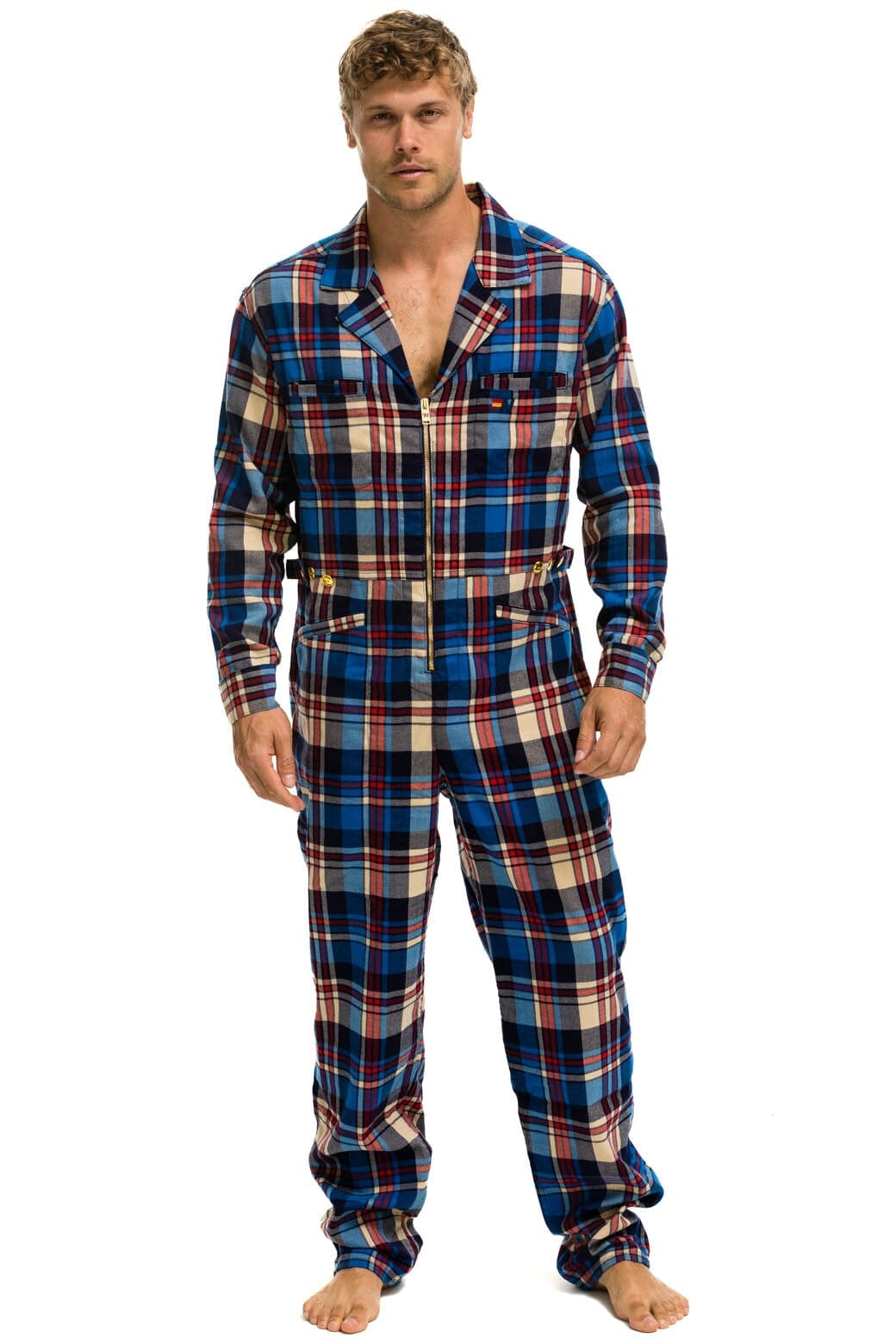 Retro UNISEX PLAID FLIGHT SUIT - PATRIOT PLAID