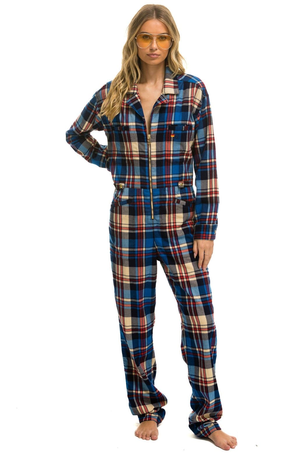 Retro UNISEX PLAID FLIGHT SUIT - PATRIOT PLAID