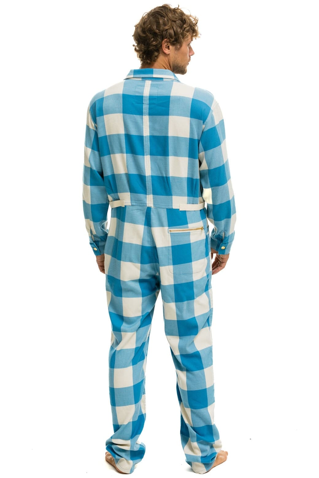 Retro UNISEX PLAID FLIGHT SUIT - SKY PLAID
