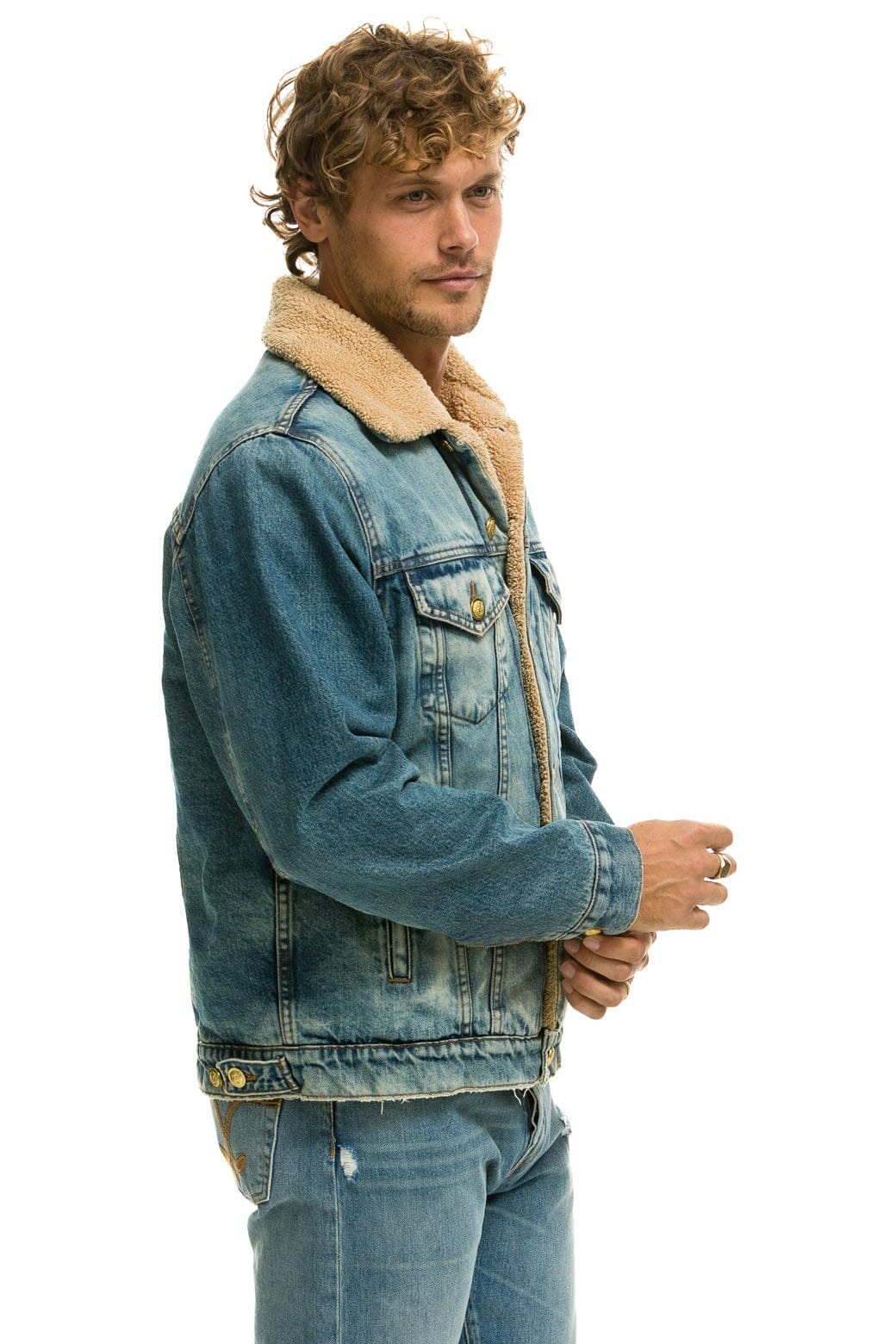 Retro CALI LOVER RANCH SHERPA DENIM JACKET - VINTAGE